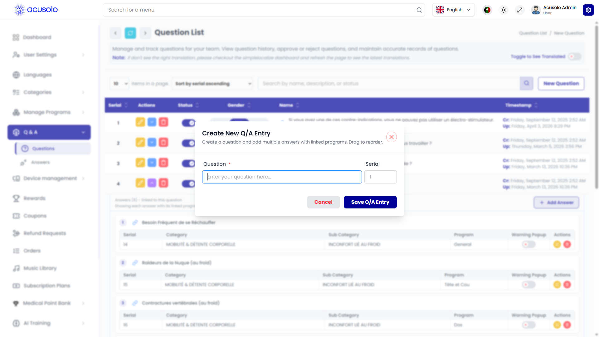 Create Q/A — stage A