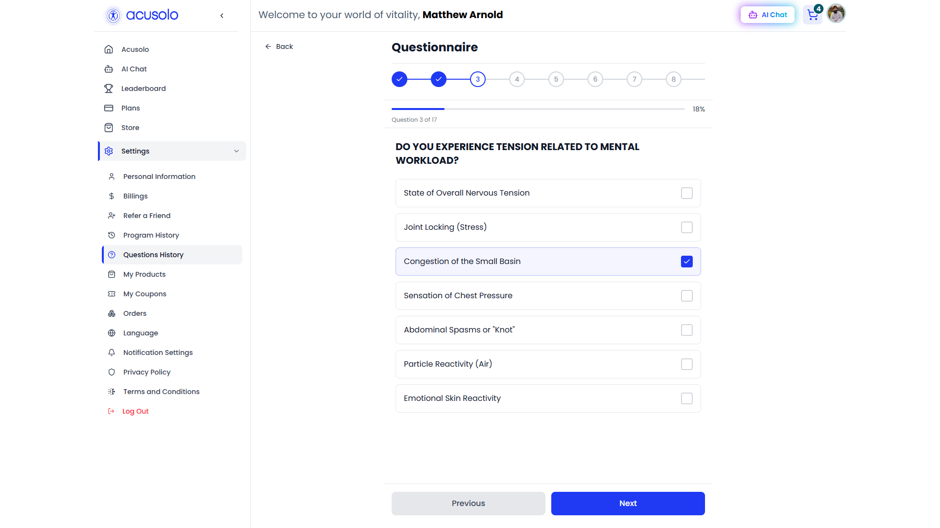 Questionnaire — answering