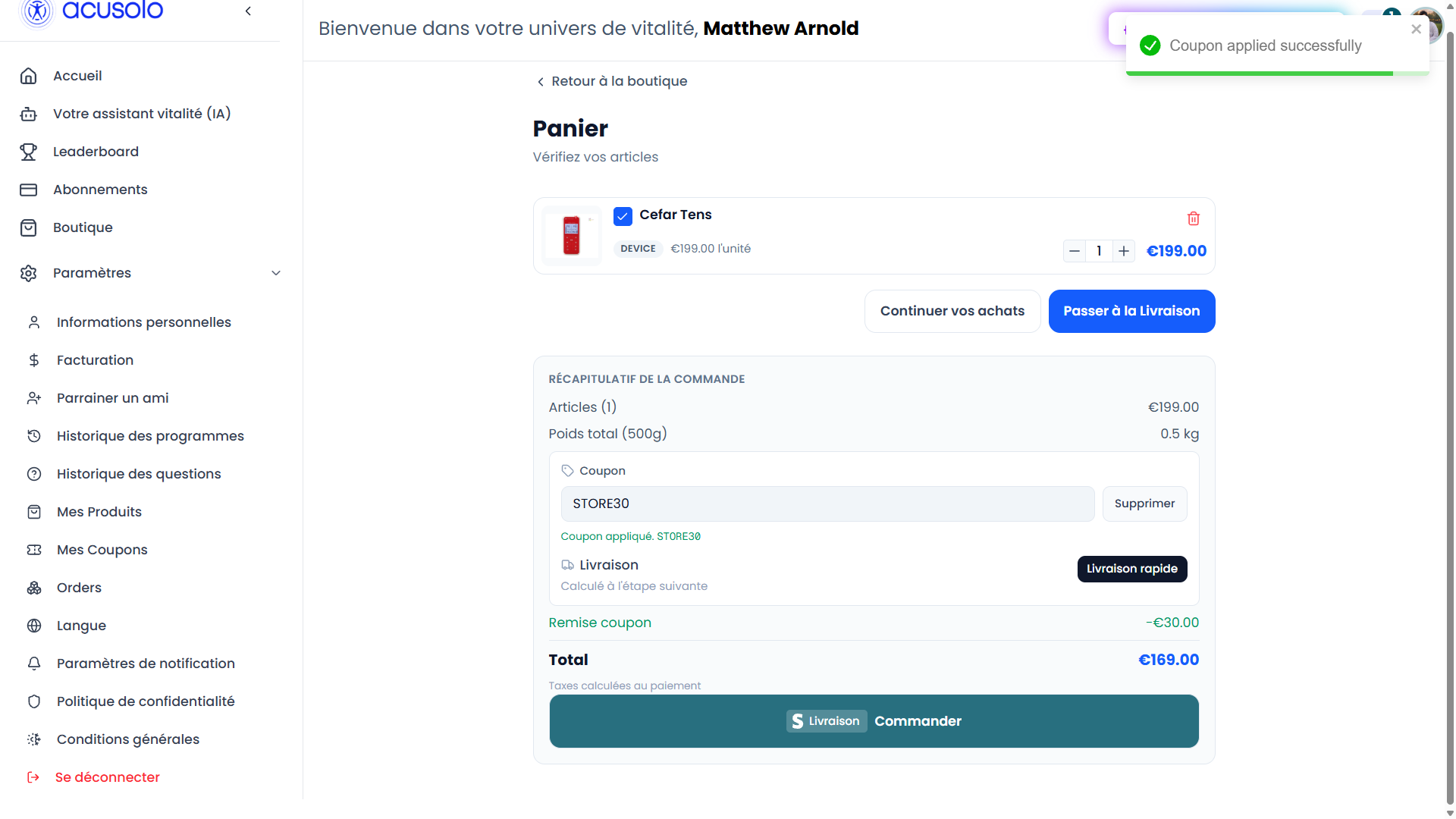 Web app cart coupon application example
