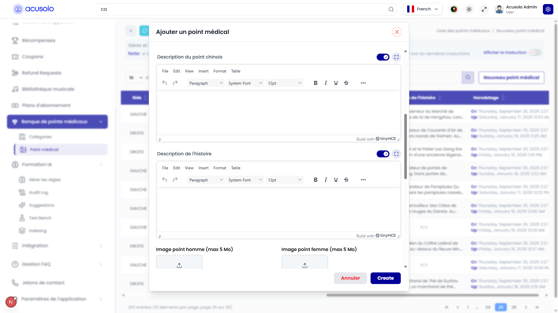 Add medical point — Chinese description, story description, point images