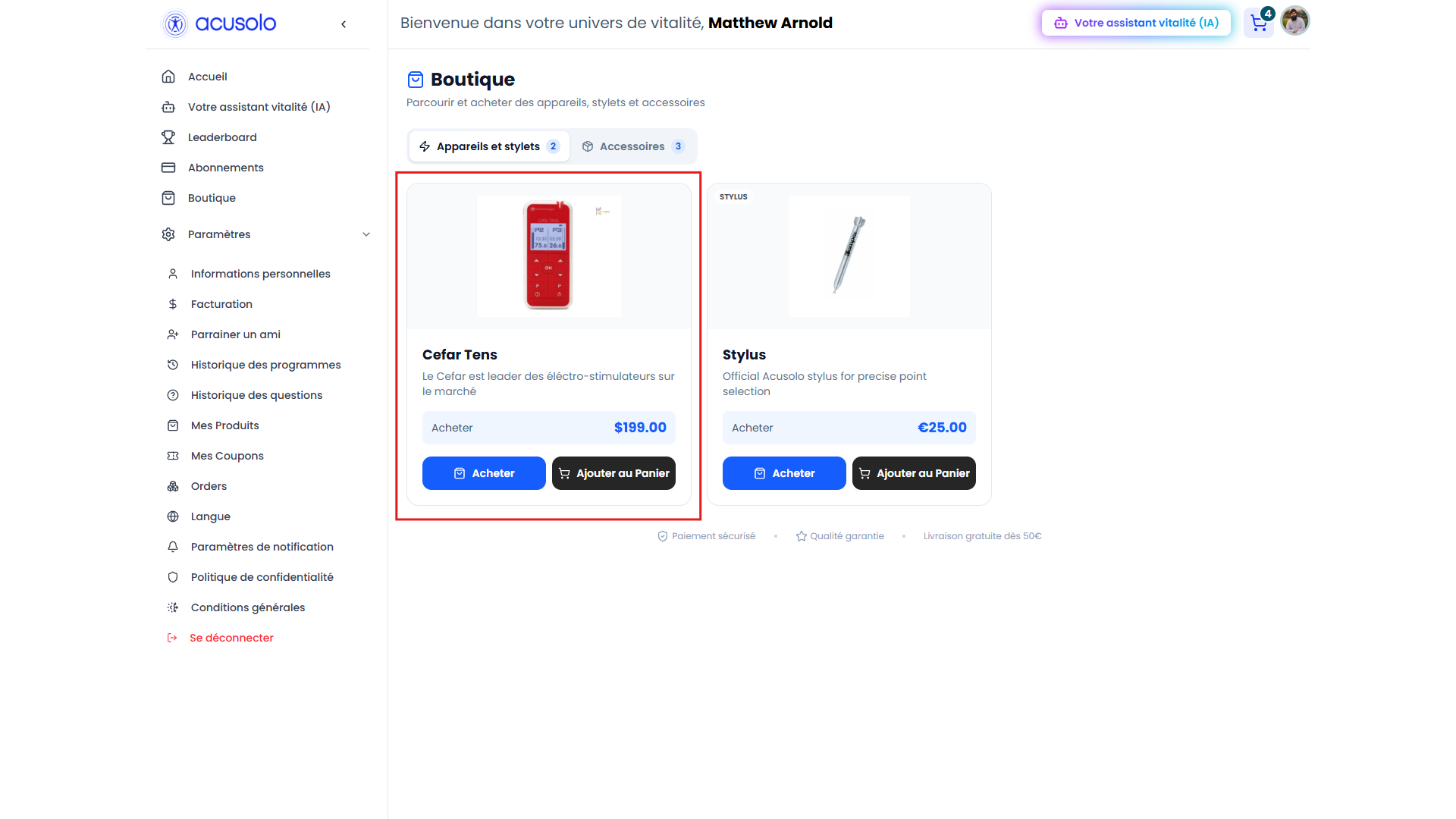 Web app store — devices and accessories
