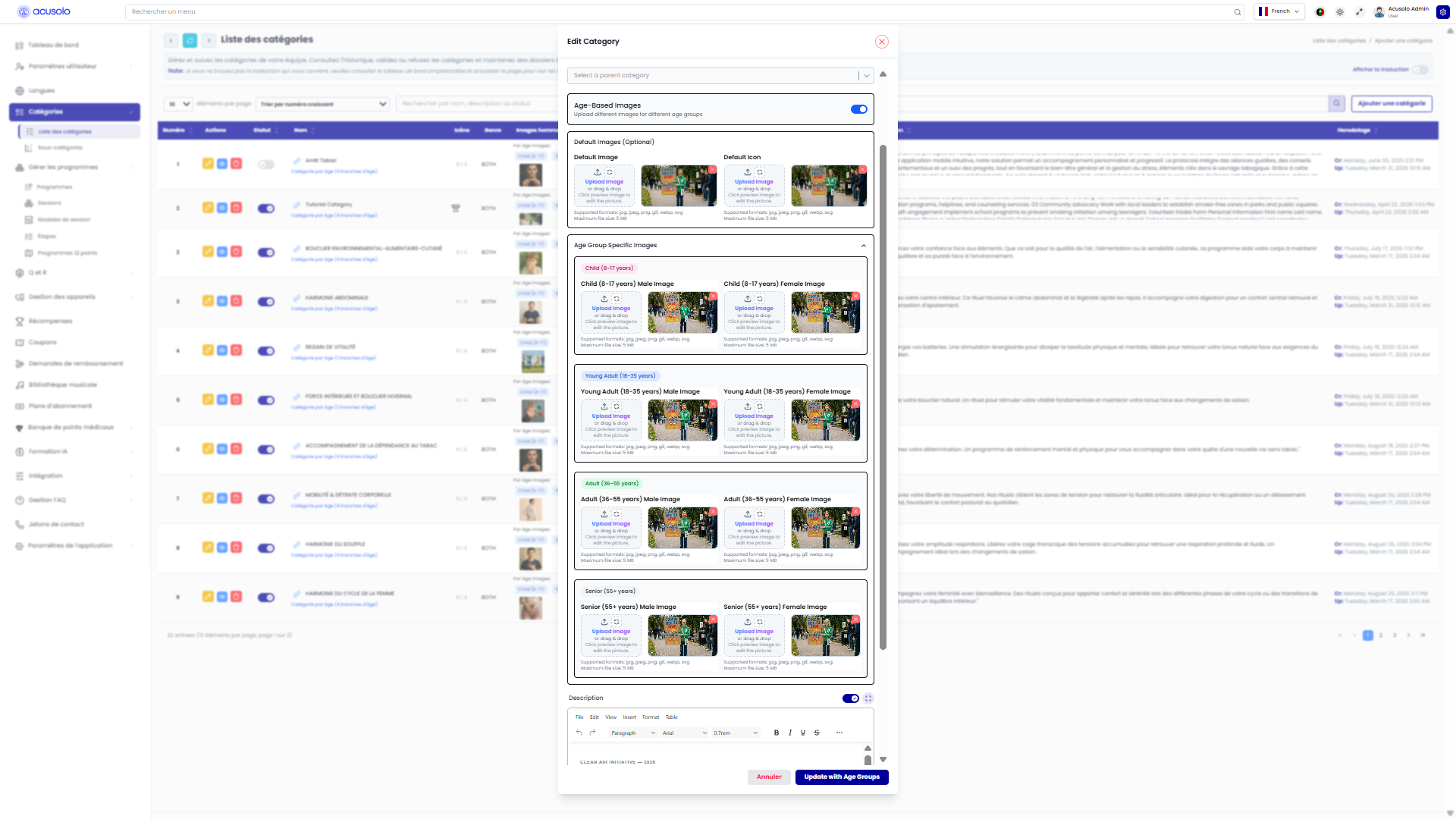Edit category modal