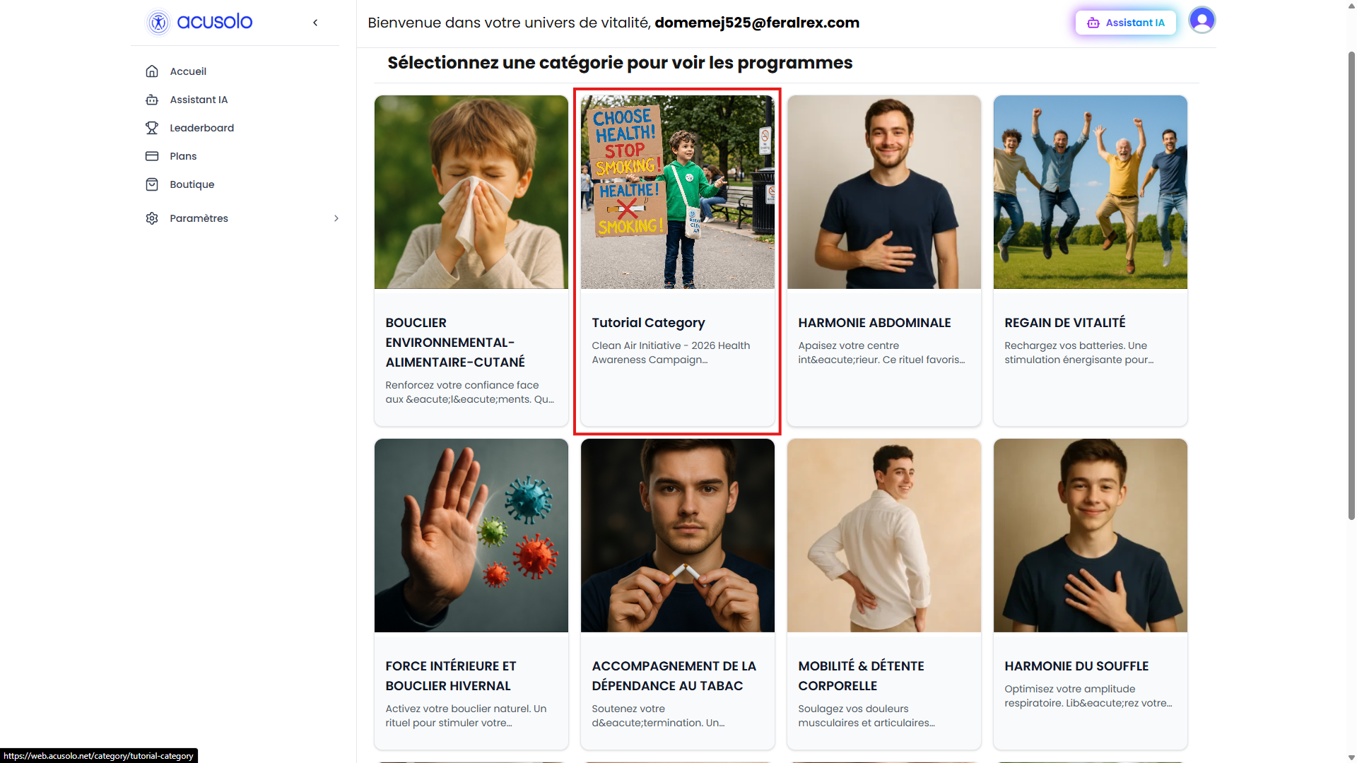 Web app category cards