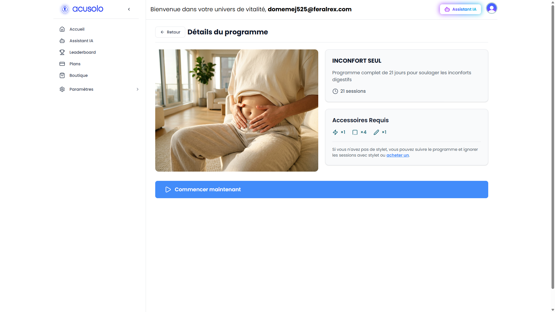 Web app program details (before start)