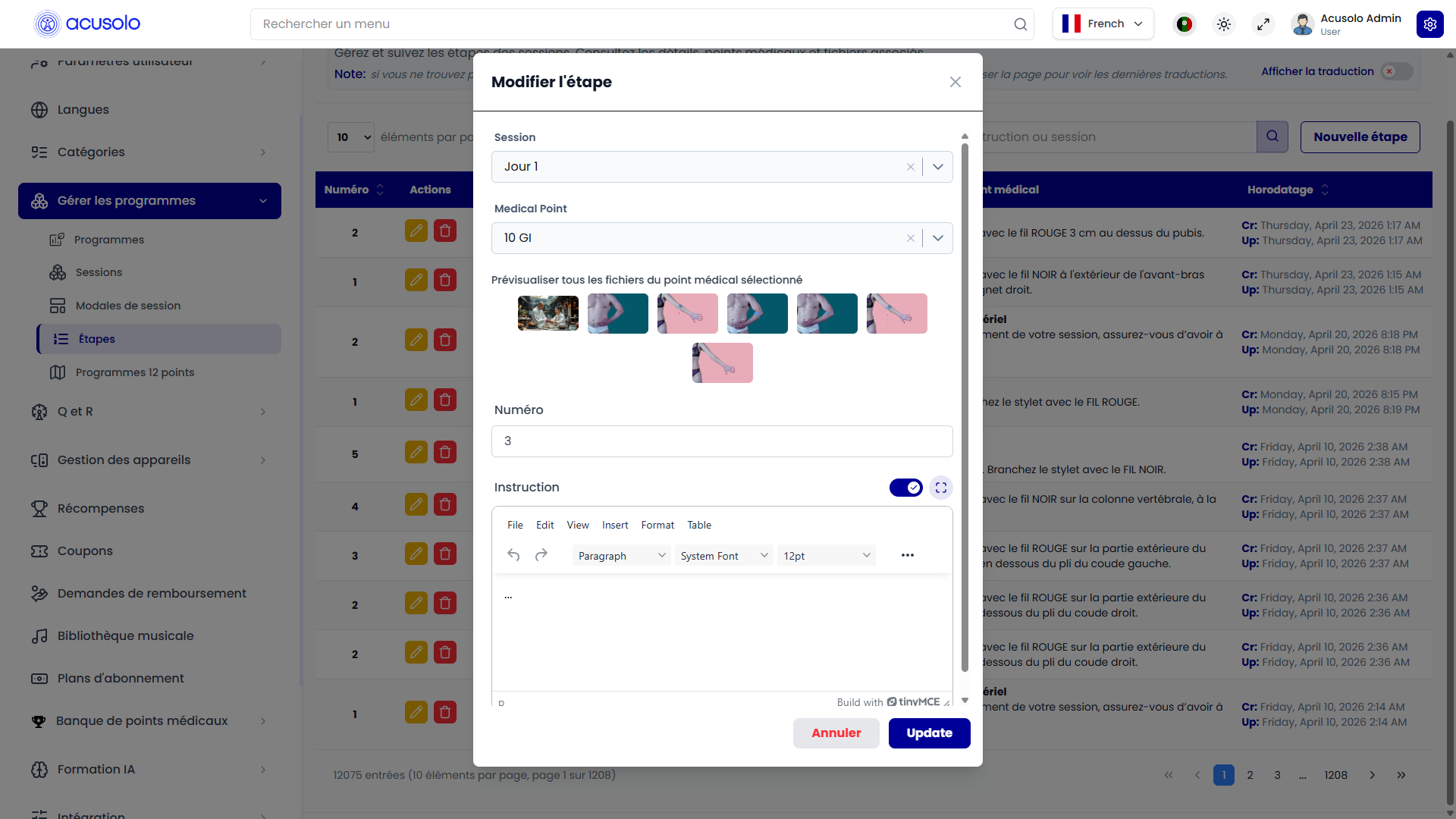 Edit step modal
