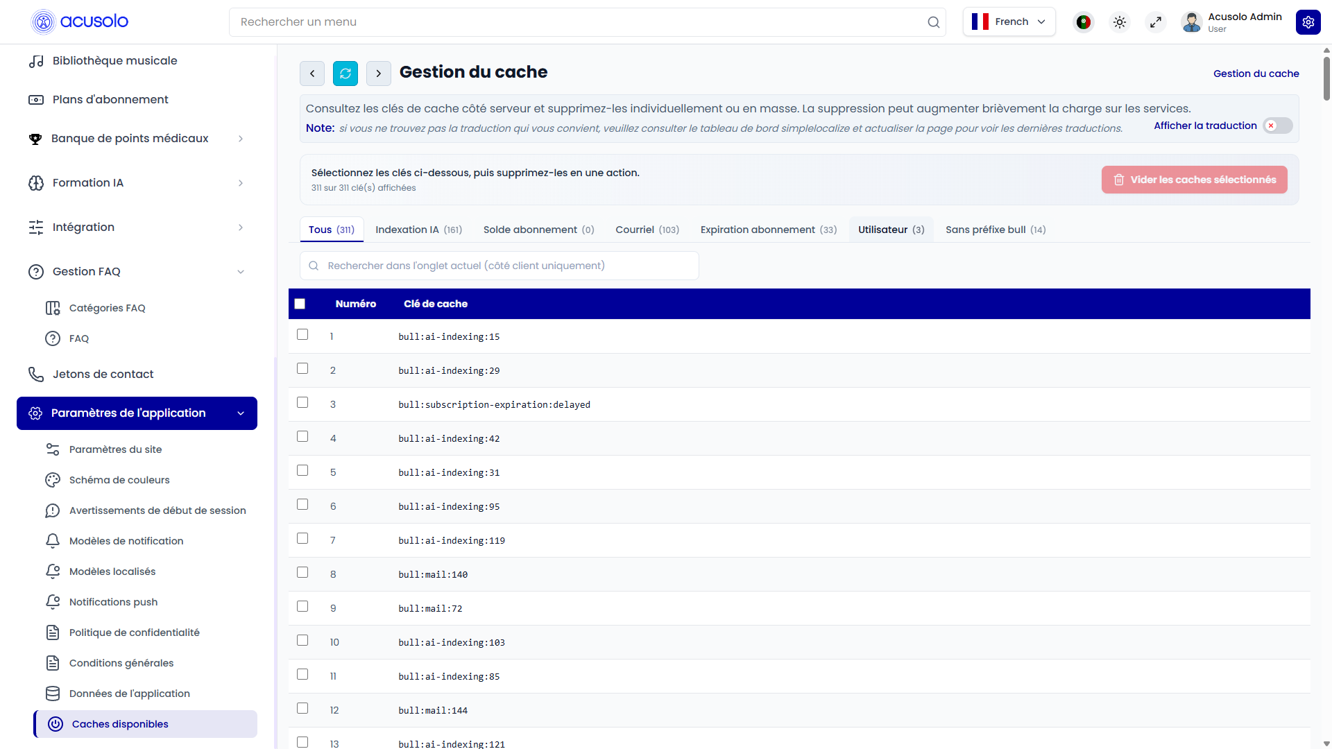 Backend server cache management