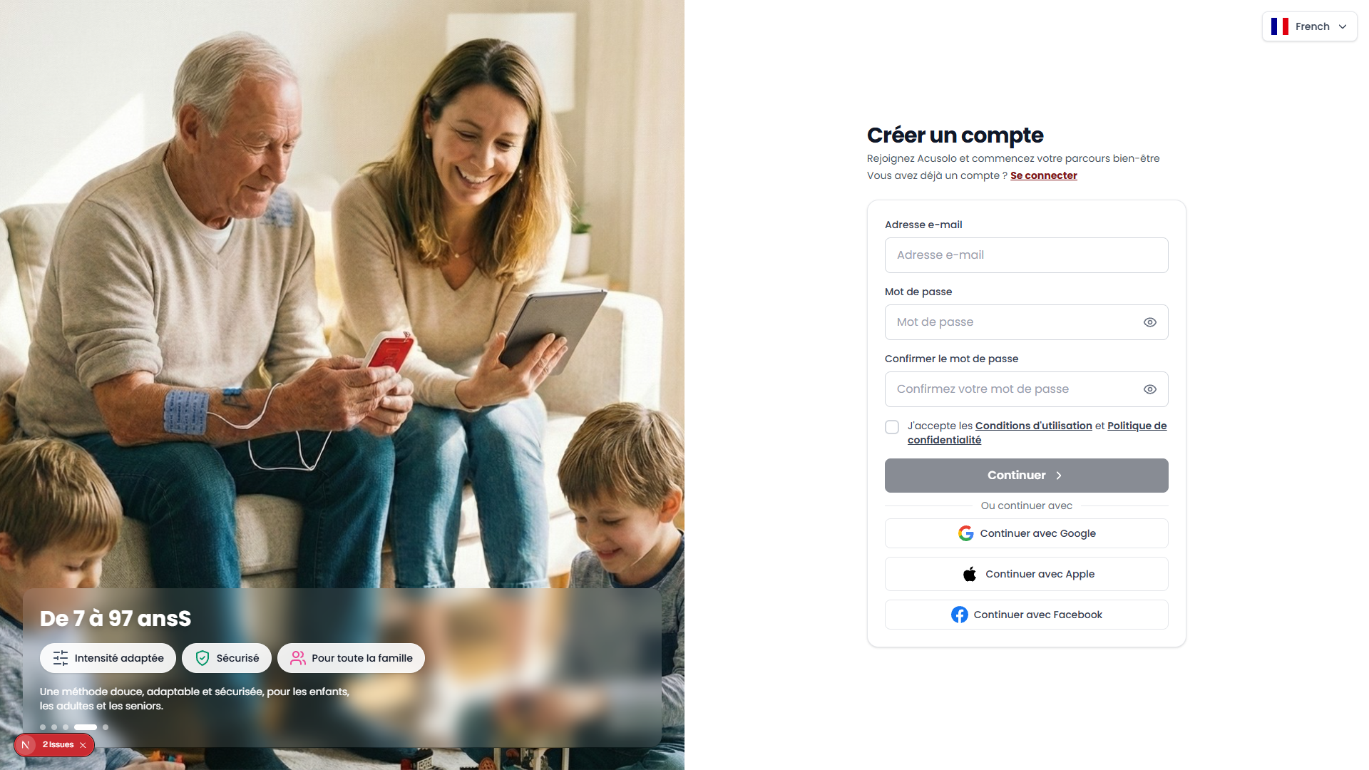 Web app sign-up page using Clerk authentication
